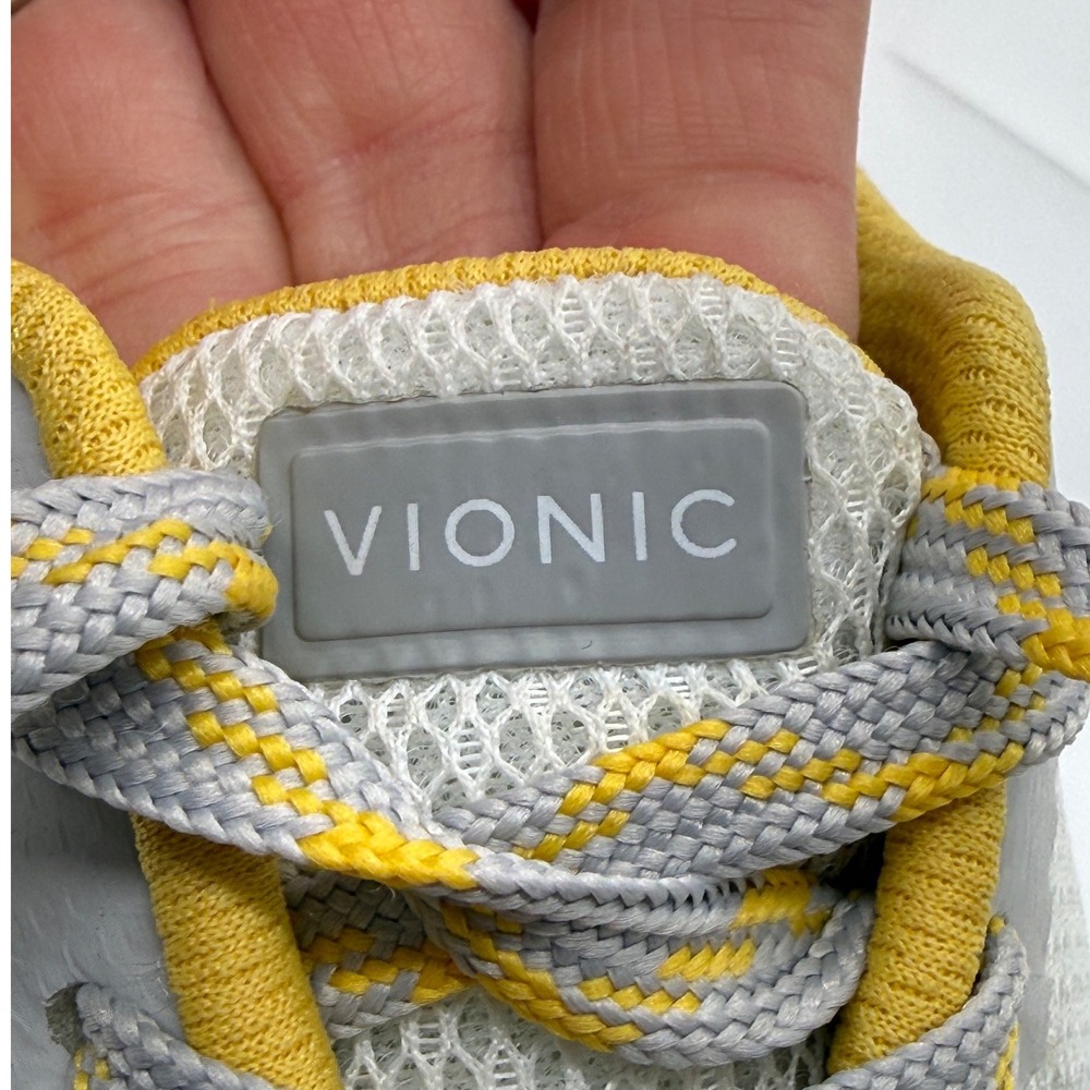 Vionic Tokyo Sneakers Women 7.5 Grey Yellow Mesh Walking Athletic Shoes - Picture 7 of 9